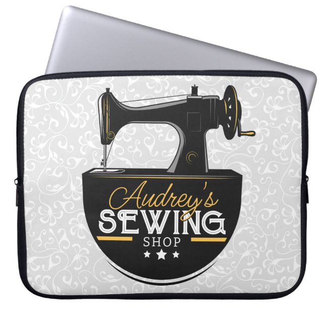 Antique Sewing Machine ADD NAME Seamstress Tailor  Laptop Sleeve (Front)