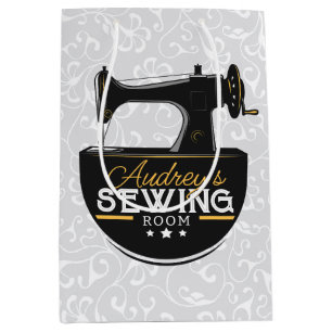 Antique Sewing Machine ADD NAME Seamstress Tailor Medium Gift Bag