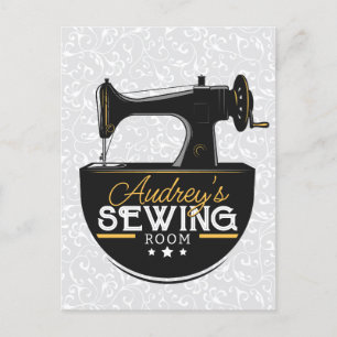 Antique Sewing Machine ADD NAME Seamstress Tailor Postcard