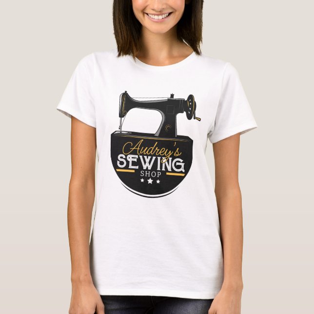 Antique Sewing Machine ADD NAME Seamstress Tailor T-Shirt (Front)