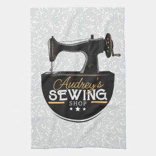 Antique Sewing Machine ADD NAME Seamstress Tailor Tea Towel