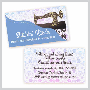 antique sewing machine fabric stitching busines... business card