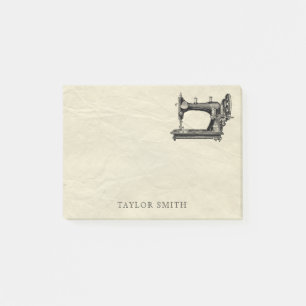 Antique sewing machine with name post-it notes