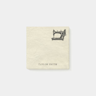 Antique sewing machine with name post-it notes