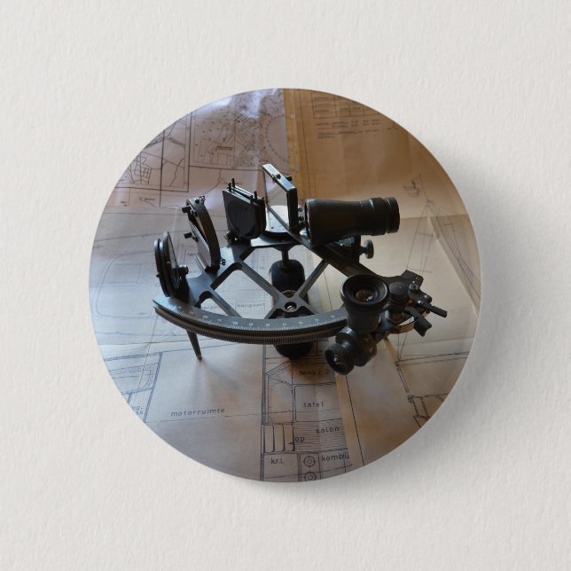 Antique Sextant 6 Cm Round Badge (Front)