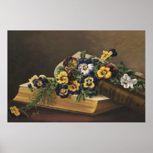 Antique Shakespeare Book and Colorful Pansy Poster