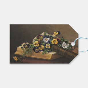 Antique Shakespeare Book and Colourful Pansy Gift Tags