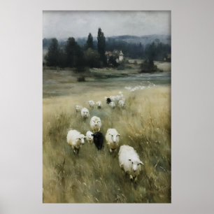 Antique Sheep Print, Lamb Farmhouse Decor, Vintage Poster