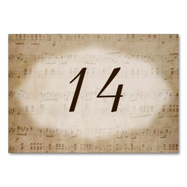 Antique Sheet Music 3 Table Number Placecards (Front)