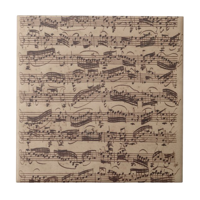 Antique Sheet Music Bach Manuscript Ceramic Tile (Front)