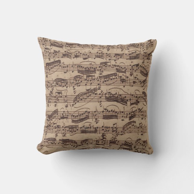 Antique Sheet Music Bach Manuscript Cushion (Front)