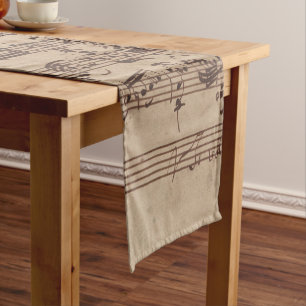 Antique Sheet Music Bach Manuscript Short Table Runner