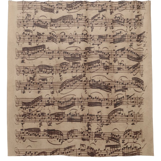 Antique Sheet Music Bach Manuscript Shower Curtain (Front)