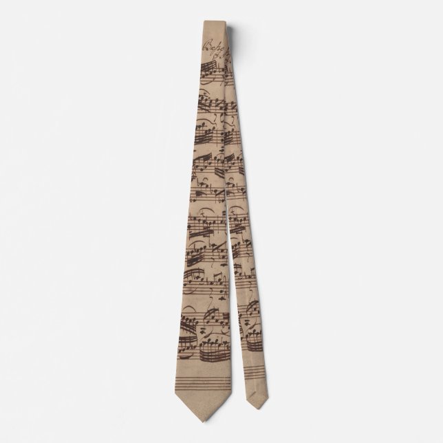 Antique Sheet Music Bach Manuscript Tie (Front)