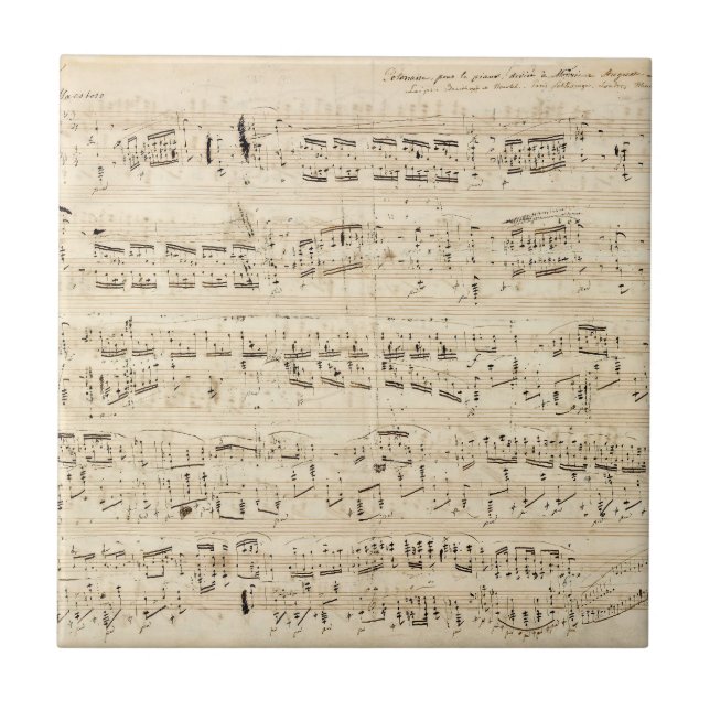 Antique Sheet Music Chopin Manuscript Ceramic Tile (Front)