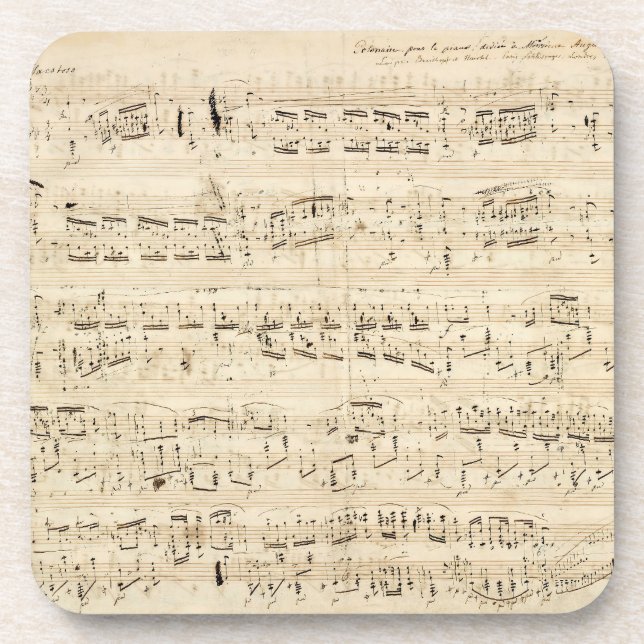 Antique Sheet Music Chopin Manuscript Coaster (Front)
