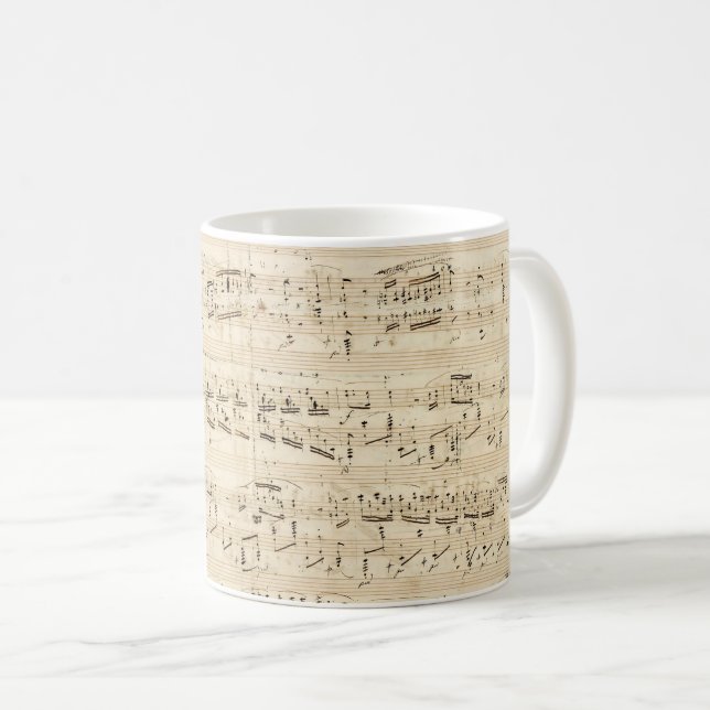 Antique Sheet Music Chopin Manuscript Coffee Mug (Front Right)