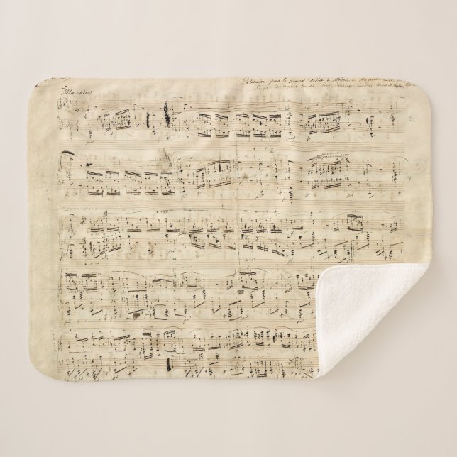Antique Sheet Music Chopin Manuscript Sherpa Blanket (Front (Horizontal))