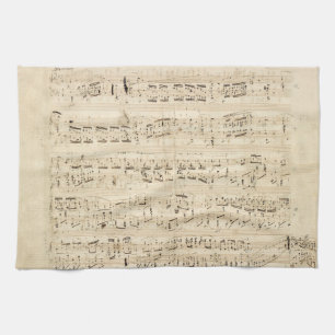 Antique Sheet Music Chopin Manuscript Tea Towel