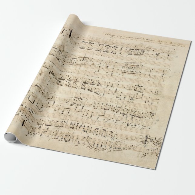 Antique Sheet Music Chopin Manuscript Wrapping Paper (Unrolled)