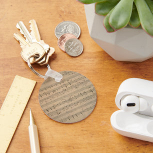 Antique Sheet Music from 1822, Song of the Old Man Key Ring