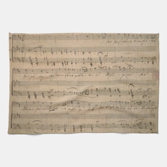 Antique Sheet Music from 1822, Song of the Old Man Tea Towel (Horizontal)
