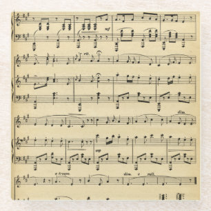 Antique Sheet Music Glass Coaster