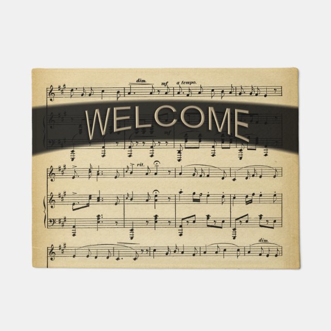 Antique Sheet Music Golden Wecome Doormat (Front)