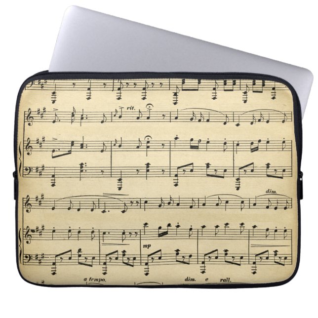 Antique Sheet Music Laptop Sleeve (Front)