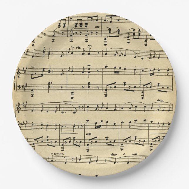 Antique Sheet Music Paper Plate (Front)