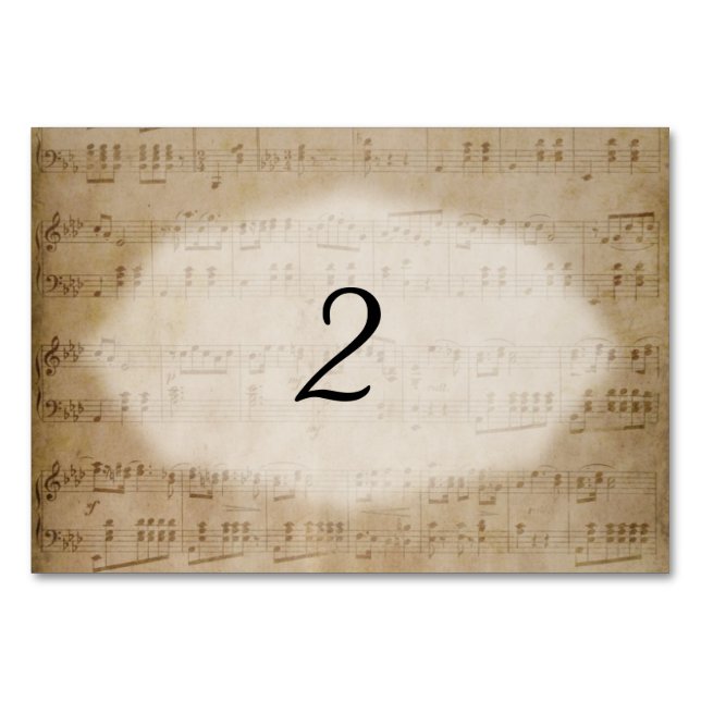Antique Sheet Music Table Number Placecards (Front)