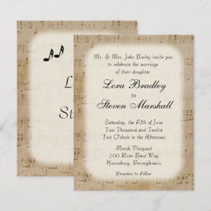 Antique Sheet Music Theme Wedding Invitation
