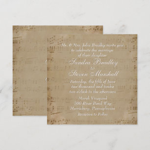 Antique Sheet Music Theme Wedding Invitation