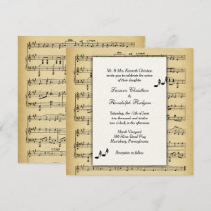 Antique Sheet Music Theme Wedding Invitation