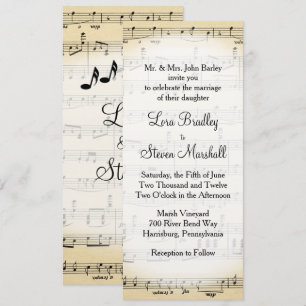 Antique Sheet Music Theme Wedding Invitation
