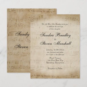 Antique Sheet Music Theme Wedding Invitation