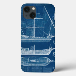 Antique Ship Blueprint I iPhone 13 Case