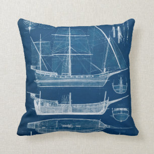 Antique Ship Blueprint I Cushion