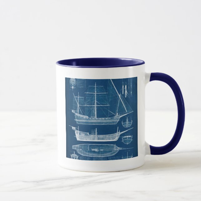 Antique Ship Blueprint I Mug (Right)
