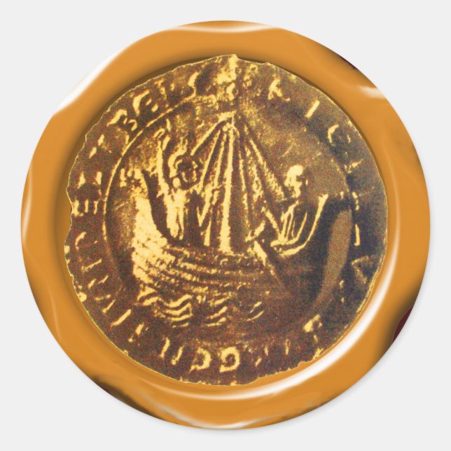 ANTIQUE SHIP BROWN WAX SEAL (Front)