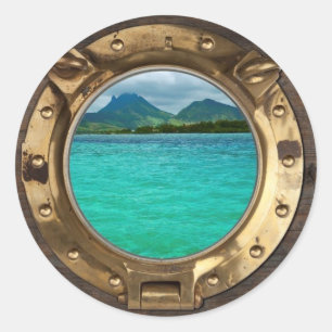 Antique ships window classic round sticker