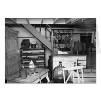 Antique shop black and white blank card