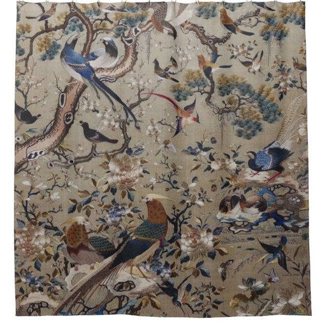 Antique,silk painting, asian,beautiful,nature,chic shower curtain (Front)