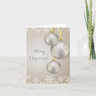 Antique Silver Christmas Ornaments Merry Christmas Holiday Card