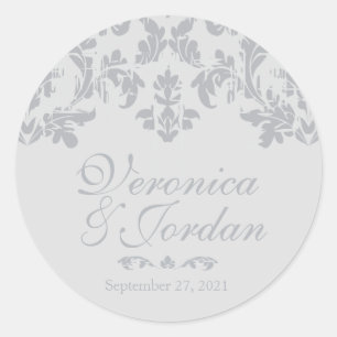 Antique Silver Custom Wedding Stickers