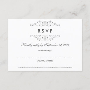 Antique Silver Flourish Wedding RSVP Card
