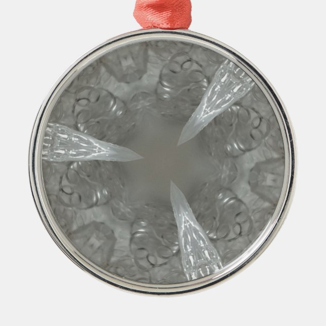 Antique Silver Grey Decorative Kaleidoscopic Metal Ornament (Front)