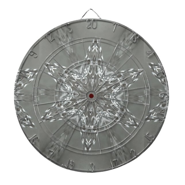 Antique Silver Grey Decorative Kaleidoscopic Star Dartboard (Front)