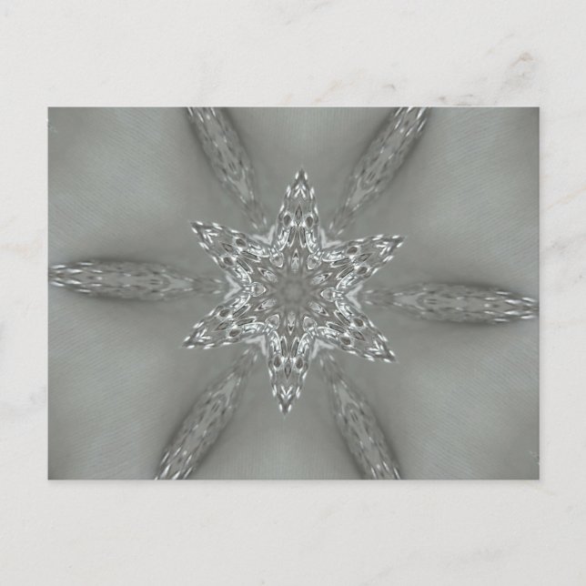 Antique Silver Grey Decorative Kaleidoscopic Star Postcard (Front)