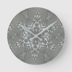 Antique Silver Grey Decorative Kaleidoscopic Star Round Clock